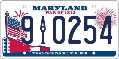 MD license plate 9AI0254