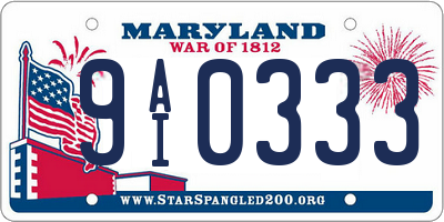 MD license plate 9AI0333
