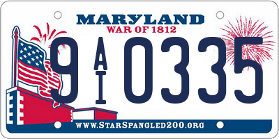 MD license plate 9AI0335