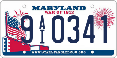 MD license plate 9AI0341