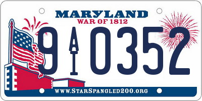 MD license plate 9AI0352