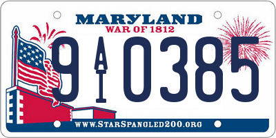 MD license plate 9AI0385