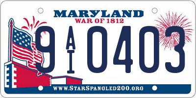 MD license plate 9AI0403
