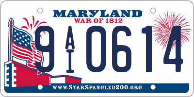 MD license plate 9AI0614
