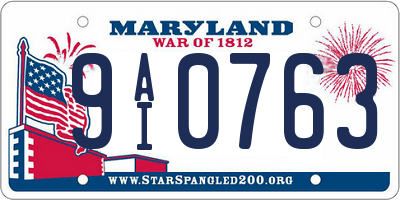 MD license plate 9AI0763
