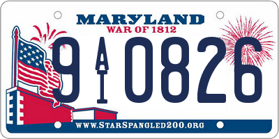 MD license plate 9AI0826