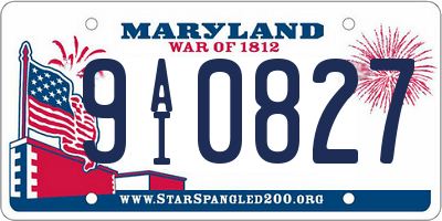 MD license plate 9AI0827