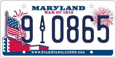 MD license plate 9AI0865