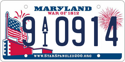MD license plate 9AI0914