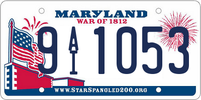 MD license plate 9AI1053