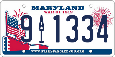 MD license plate 9AI1334