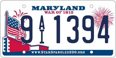 MD license plate 9AI1394