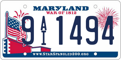 MD license plate 9AI1494