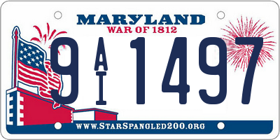 MD license plate 9AI1497