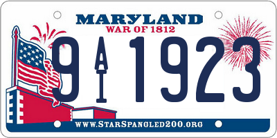 MD license plate 9AI1923