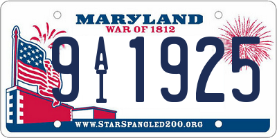 MD license plate 9AI1925