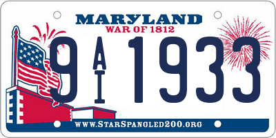 MD license plate 9AI1933