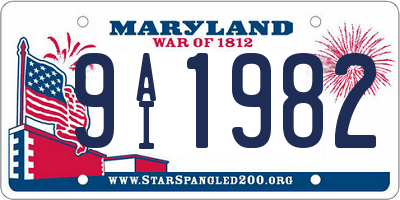 MD license plate 9AI1982