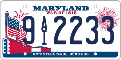 MD license plate 9AI2233