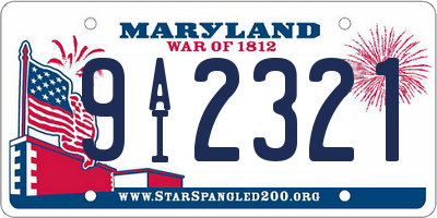 MD license plate 9AI2321