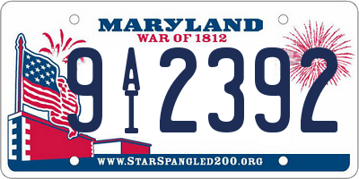 MD license plate 9AI2392