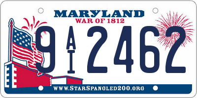 MD license plate 9AI2462
