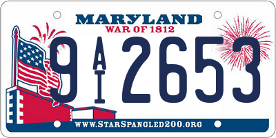MD license plate 9AI2653