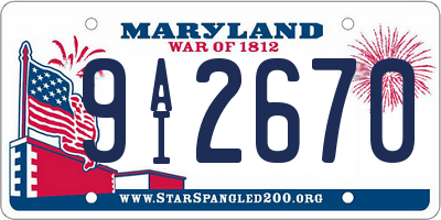 MD license plate 9AI2670