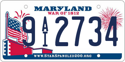 MD license plate 9AI2734