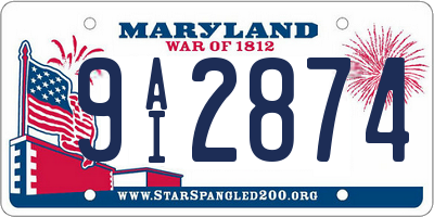 MD license plate 9AI2874