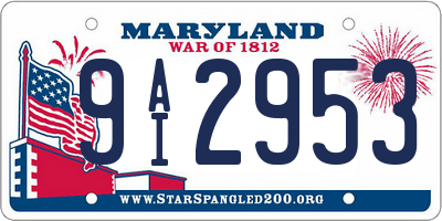 MD license plate 9AI2953