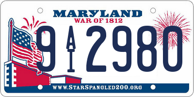 MD license plate 9AI2980