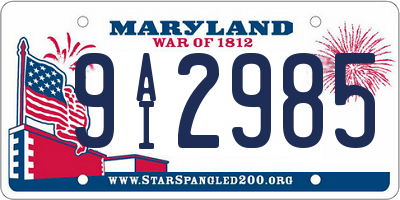 MD license plate 9AI2985