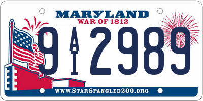 MD license plate 9AI2989