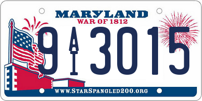 MD license plate 9AI3015