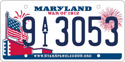 MD license plate 9AI3053