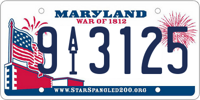 MD license plate 9AI3125