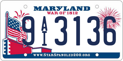 MD license plate 9AI3136