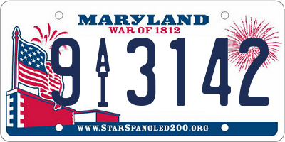 MD license plate 9AI3142