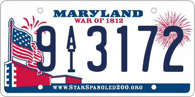 MD license plate 9AI3172
