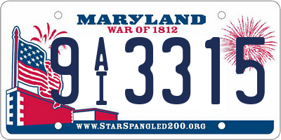 MD license plate 9AI3315