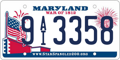 MD license plate 9AI3358