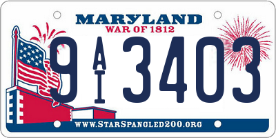 MD license plate 9AI3403