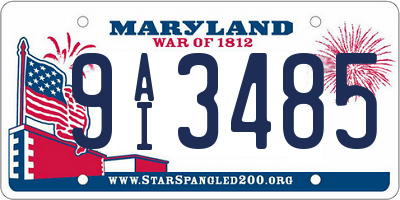 MD license plate 9AI3485