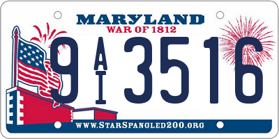 MD license plate 9AI3516