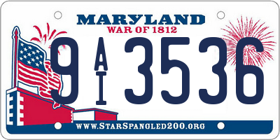 MD license plate 9AI3536