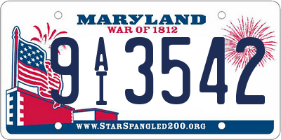 MD license plate 9AI3542