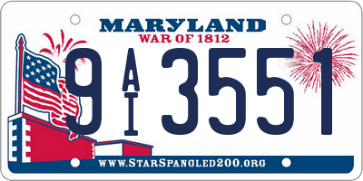 MD license plate 9AI3551