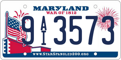 MD license plate 9AI3573