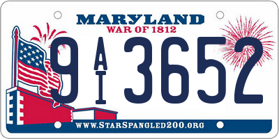 MD license plate 9AI3652